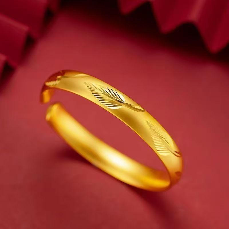 合金手镯 【羽毛手镯】2025新款女款气质时尚古法精美经典轻奢光面
