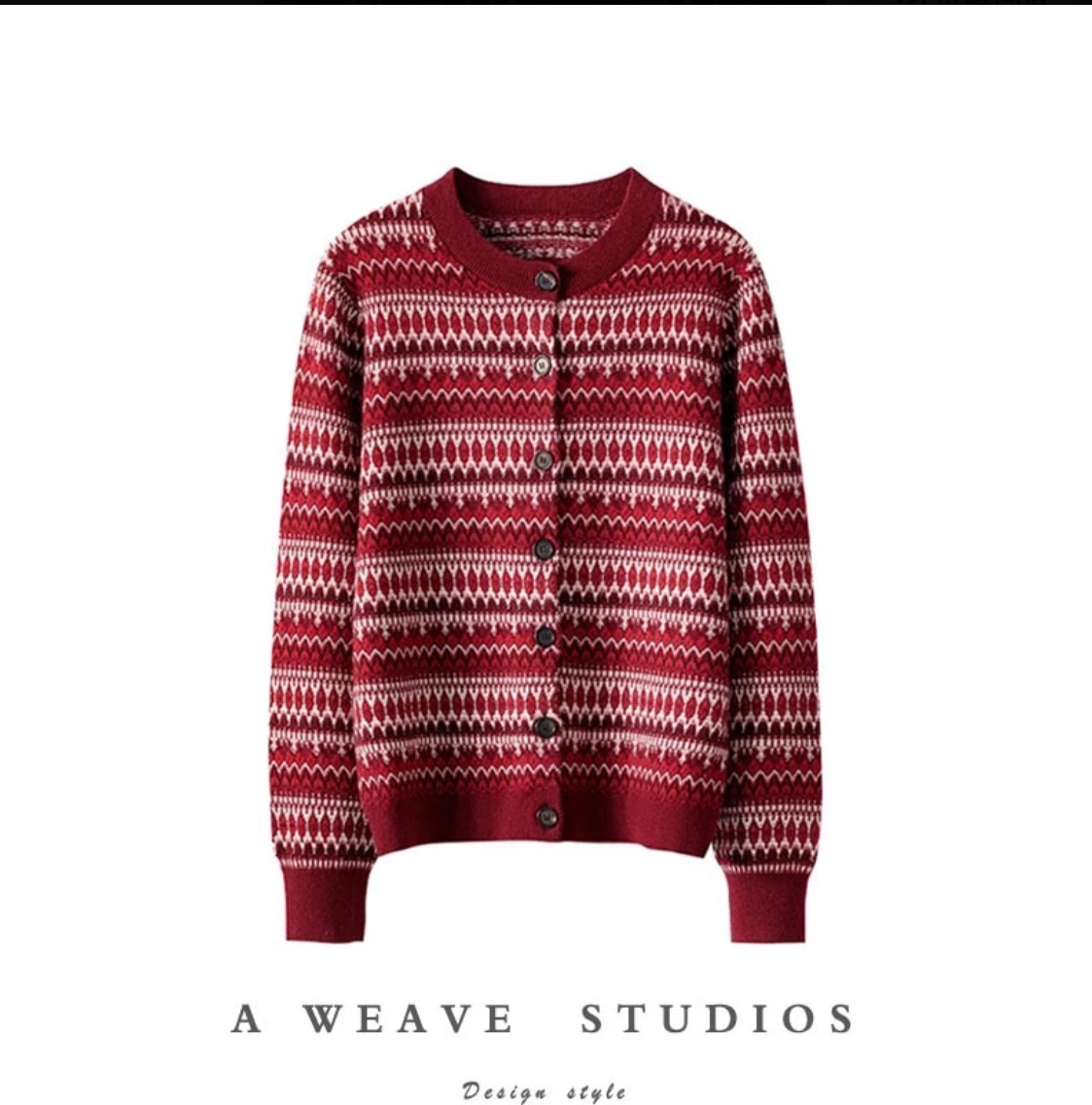 【L P】山羊绒 圆领重工提花针织开衫外套