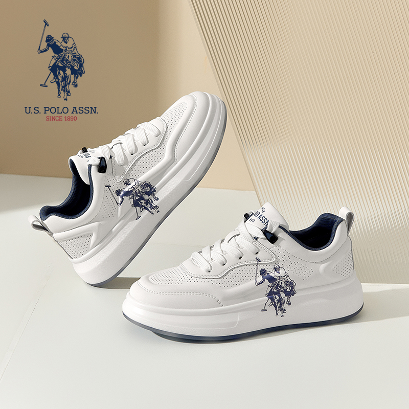 U.S. POLO ASSN.夏季透气休闲板鞋厚底耐磨时尚潮流低帮百搭男鞋