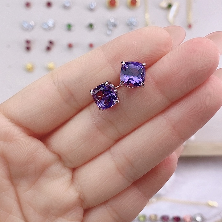 水晶耳饰银S925镶嵌耳饰