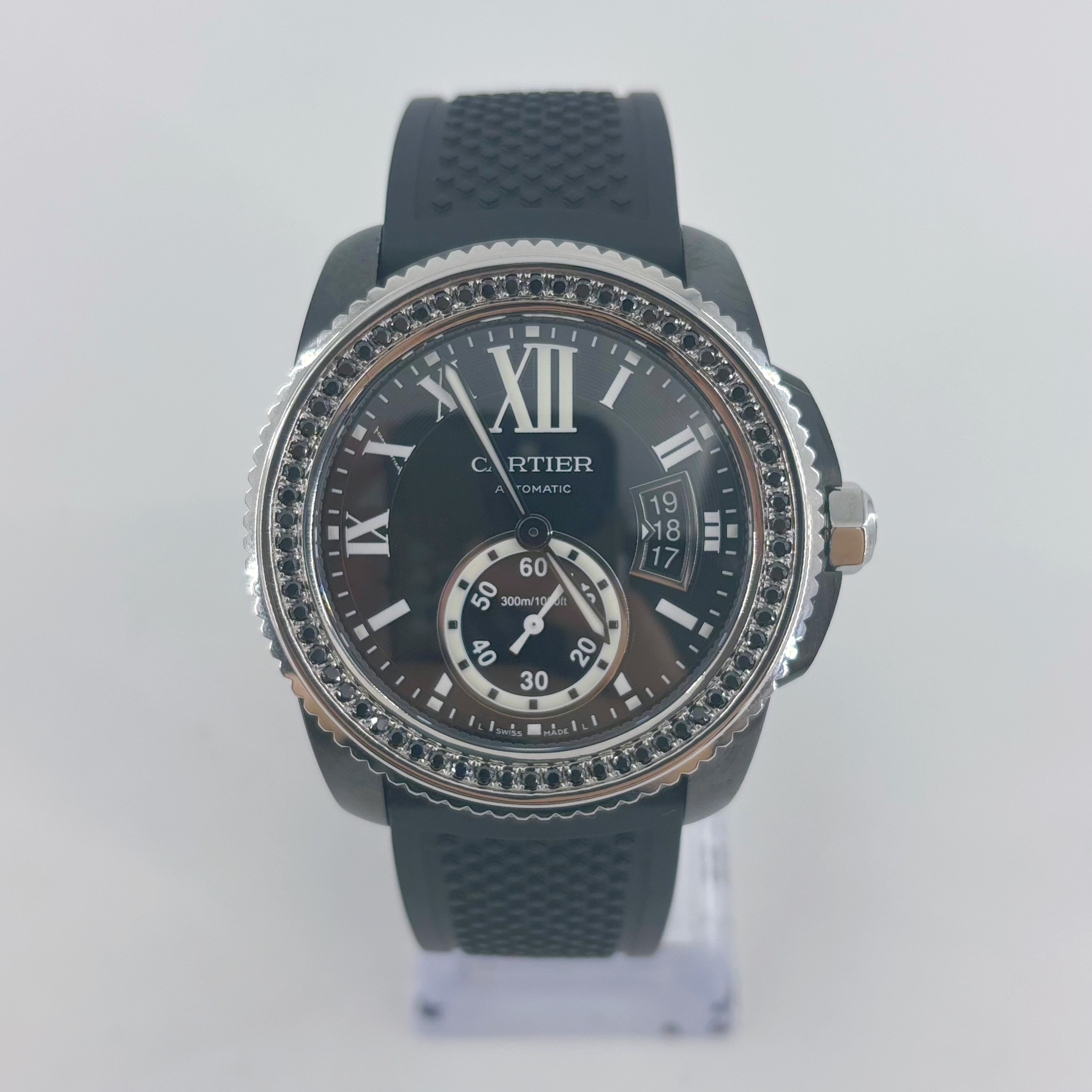 95新 Cartier/卡地亚 卡利博系列42mm黑盘后钻自动机械男士腕表