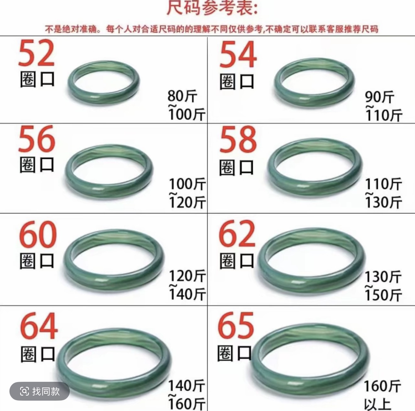 圈口尺寸讲解5-10分钟内选品上车！并非全部售卖，此链接请勿下单！