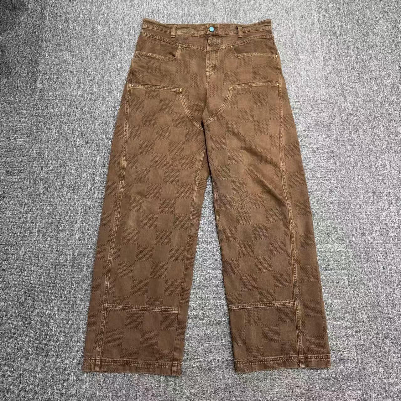 louis vuitton lv 菲董棋盘格牛仔裤/34码 /98新/编码11562