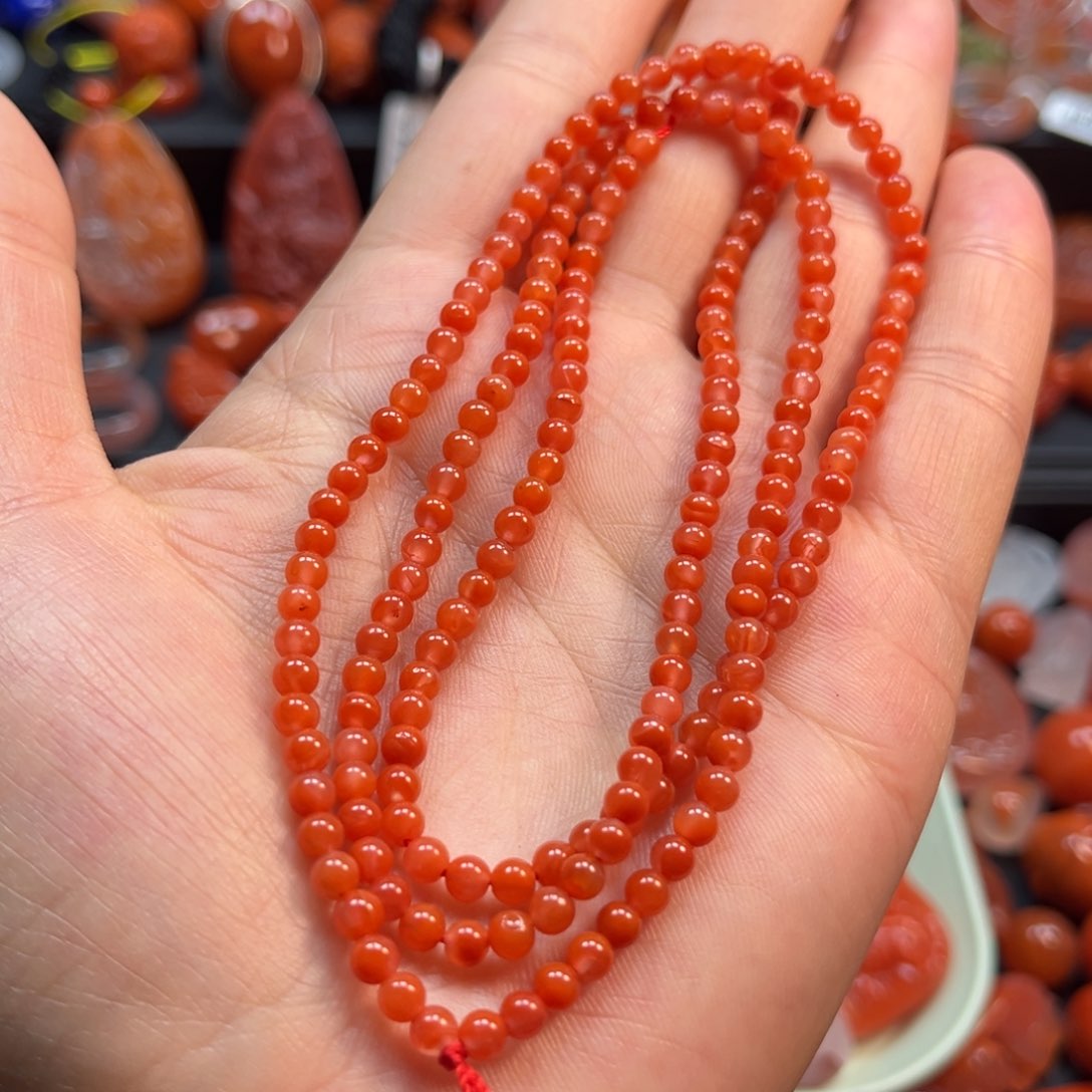 南红玛瑙小米珠3.8mm未镶嵌