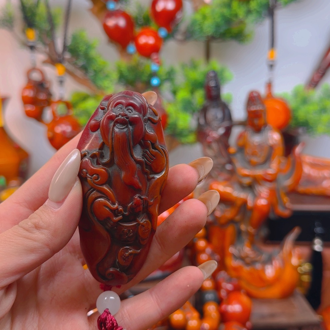 琥珀裸石未镶嵌手把