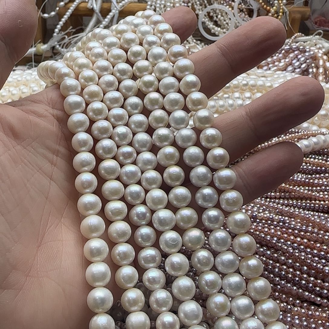 幸***.淡水珍珠未镶嵌半成品卡8无核近圆55cm（拍4发1）