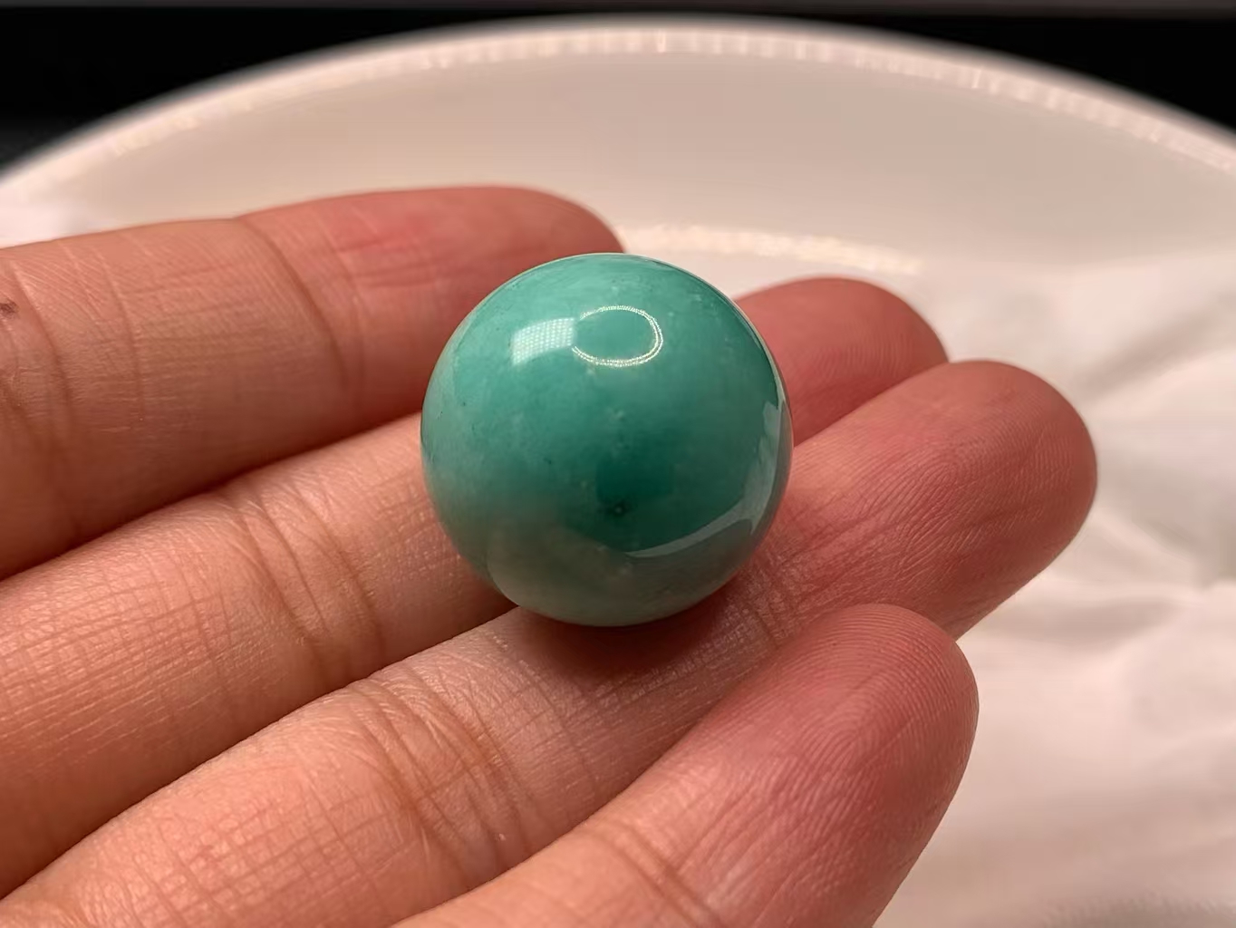 珍藏级精选手工原石高瓷看卡18mm圆珠单颗