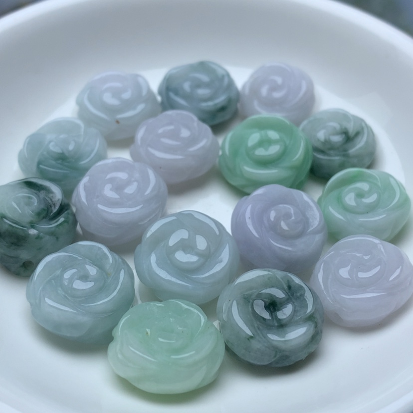 【闪购商品】翡翠手链未镶嵌飘花玫瑰花3个