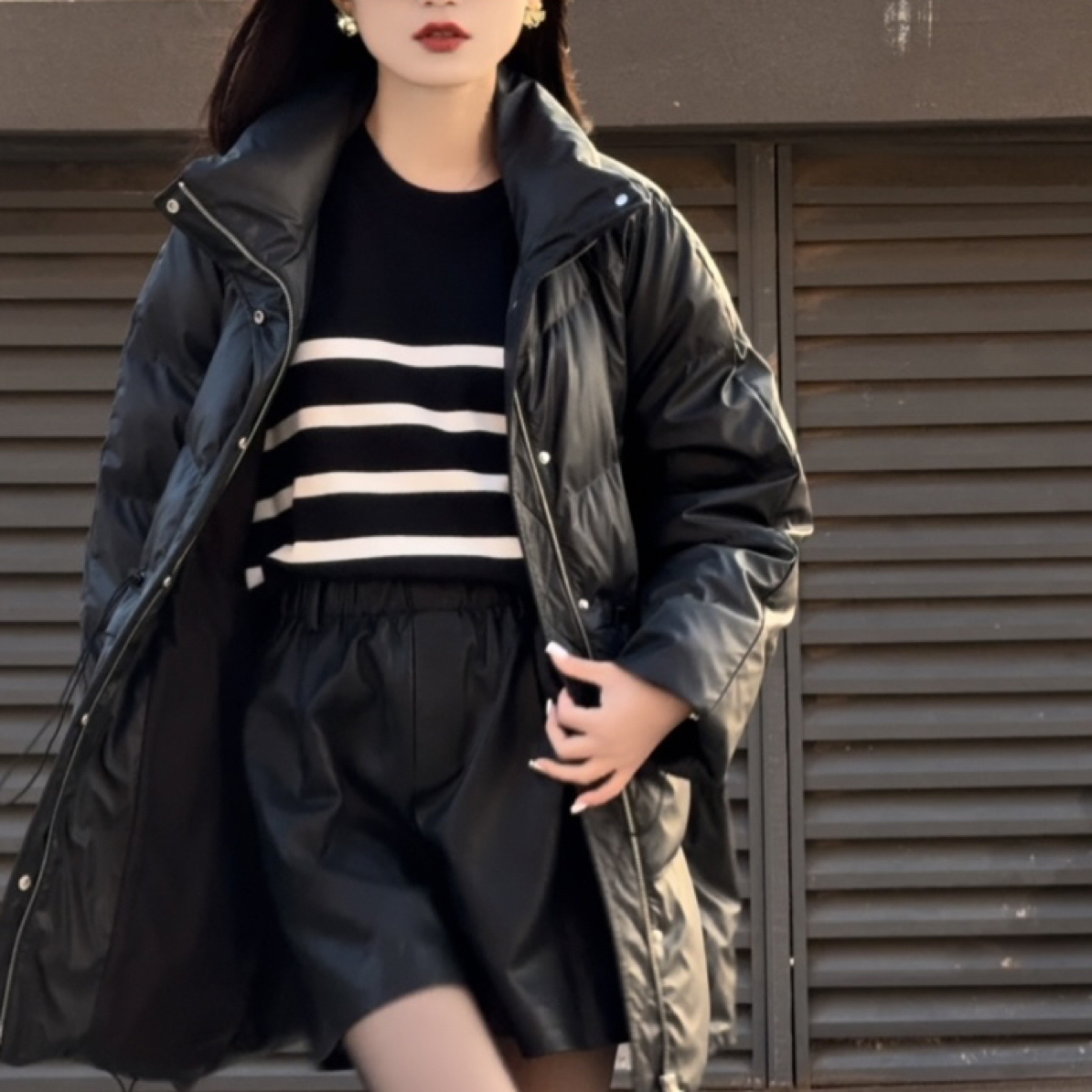 易缔媤冬季气质宽松百搭休闲皮羽绒43197