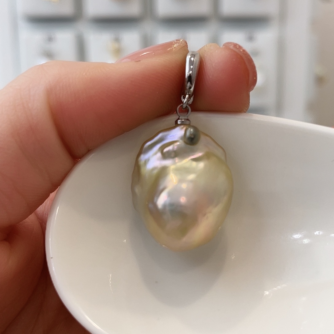 淡水珍珠天然珍珠巴洛克银S925镶嵌