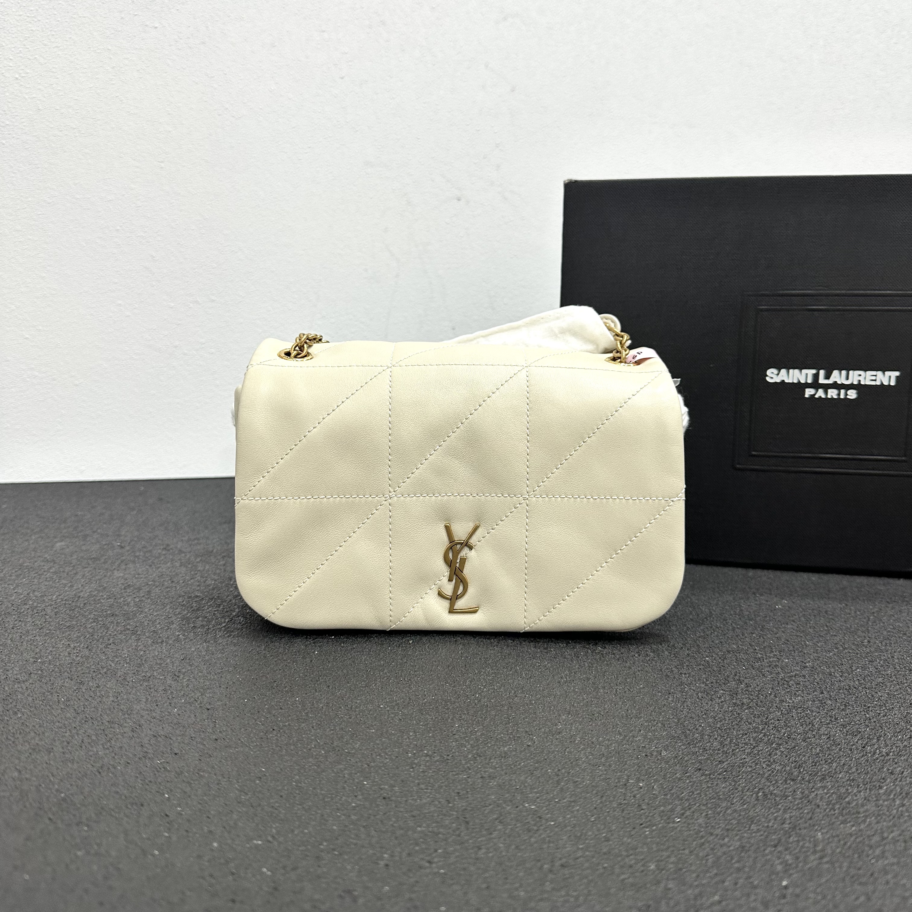 未使用 YSL/圣罗兰 壹所奢品/jamie 肩带款 mini 白金 闲置 