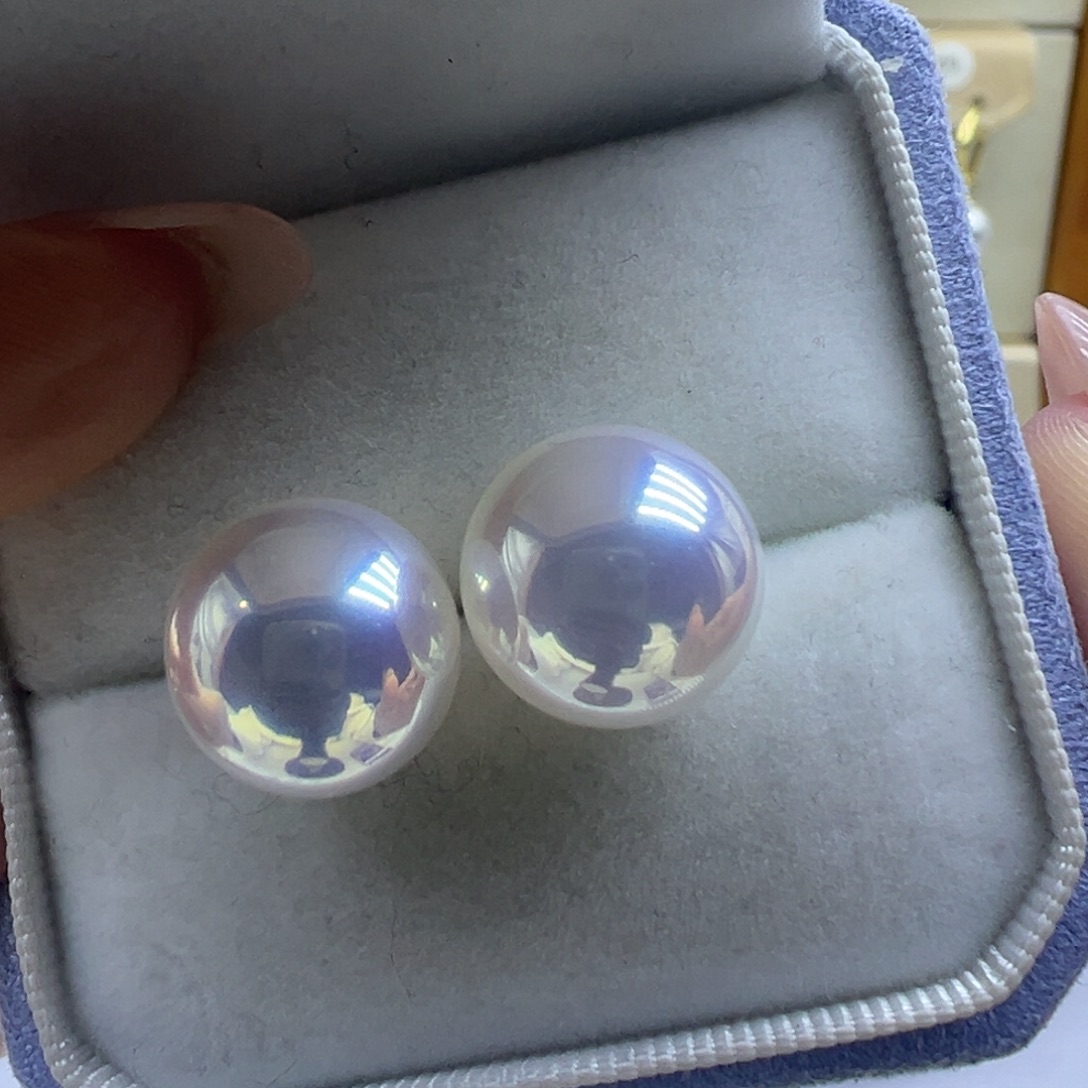 淡水珍珠耳饰银S925镶嵌