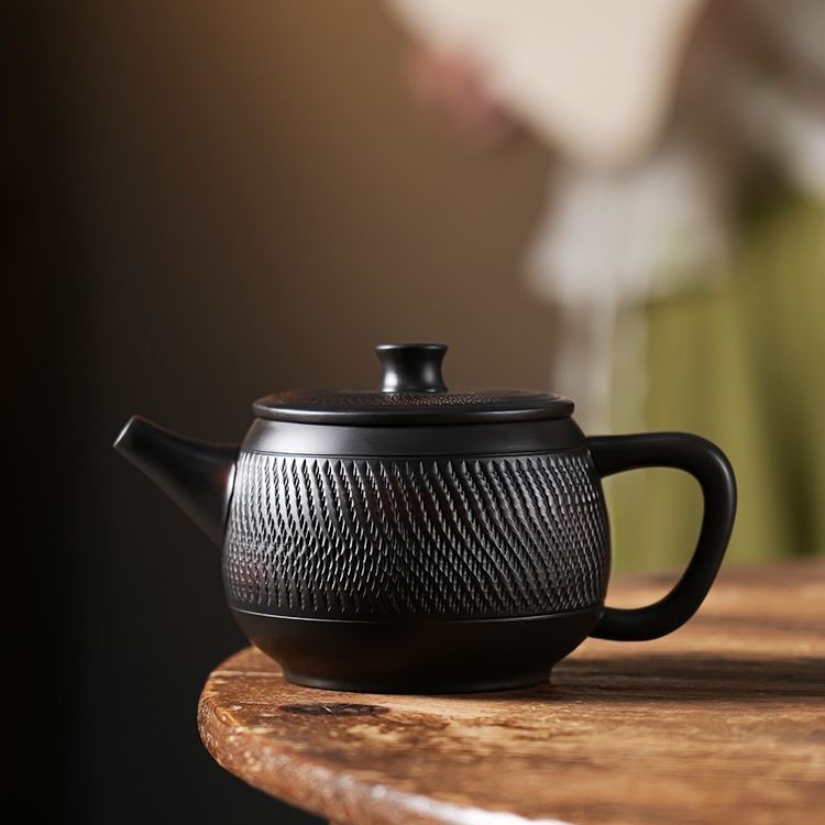 新式跳刀紫陶汉瓦壶陶瓷茶壶-0030