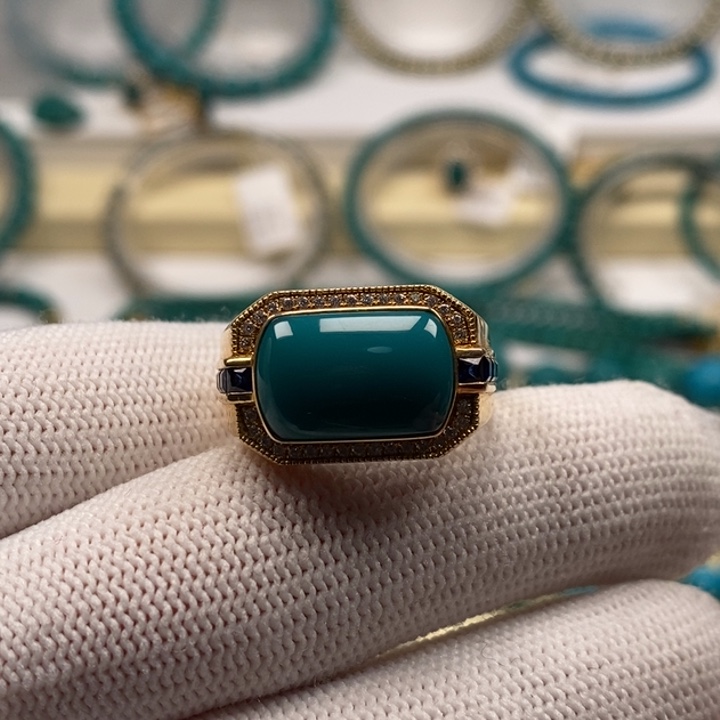 绿松石珠宝奇石18K金镶嵌Ａ１４３