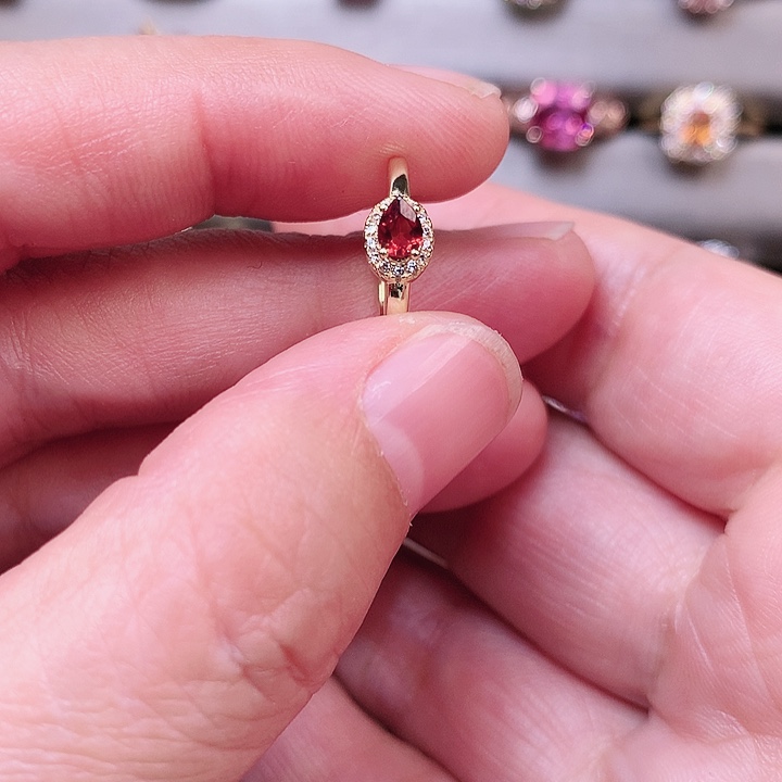 石榴石耳饰银S925镶嵌