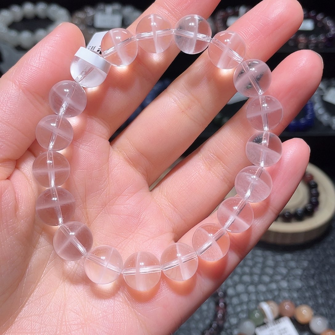 水晶手链未镶嵌白幽灵手链，晶体通透