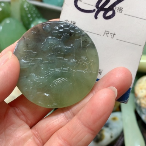 蛇纹石玉手把件未镶嵌