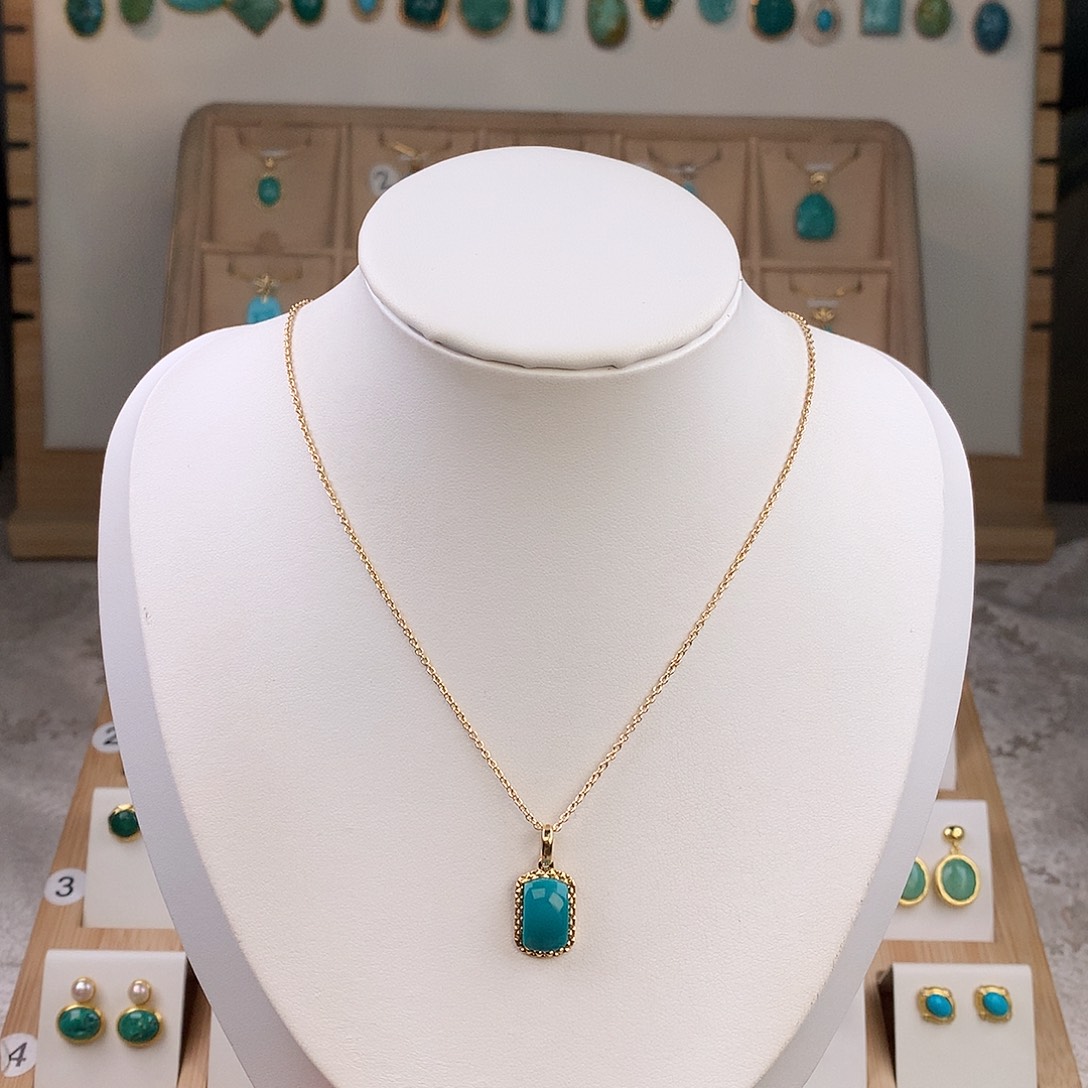 绿松石18K金镶嵌吊坠(不含链)