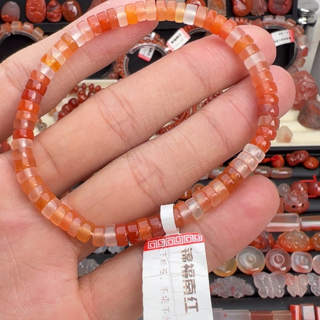 南红玛瑙未镶嵌颈饰糖果色药片单圈5mm+