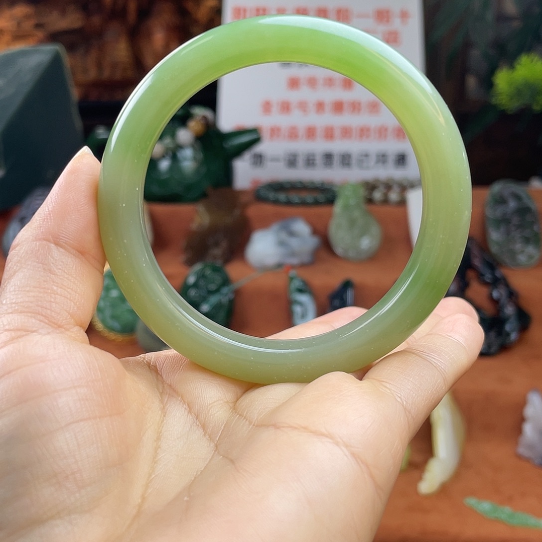 和田玉未镶嵌颈饰青海冰底翠青意境棉58圈