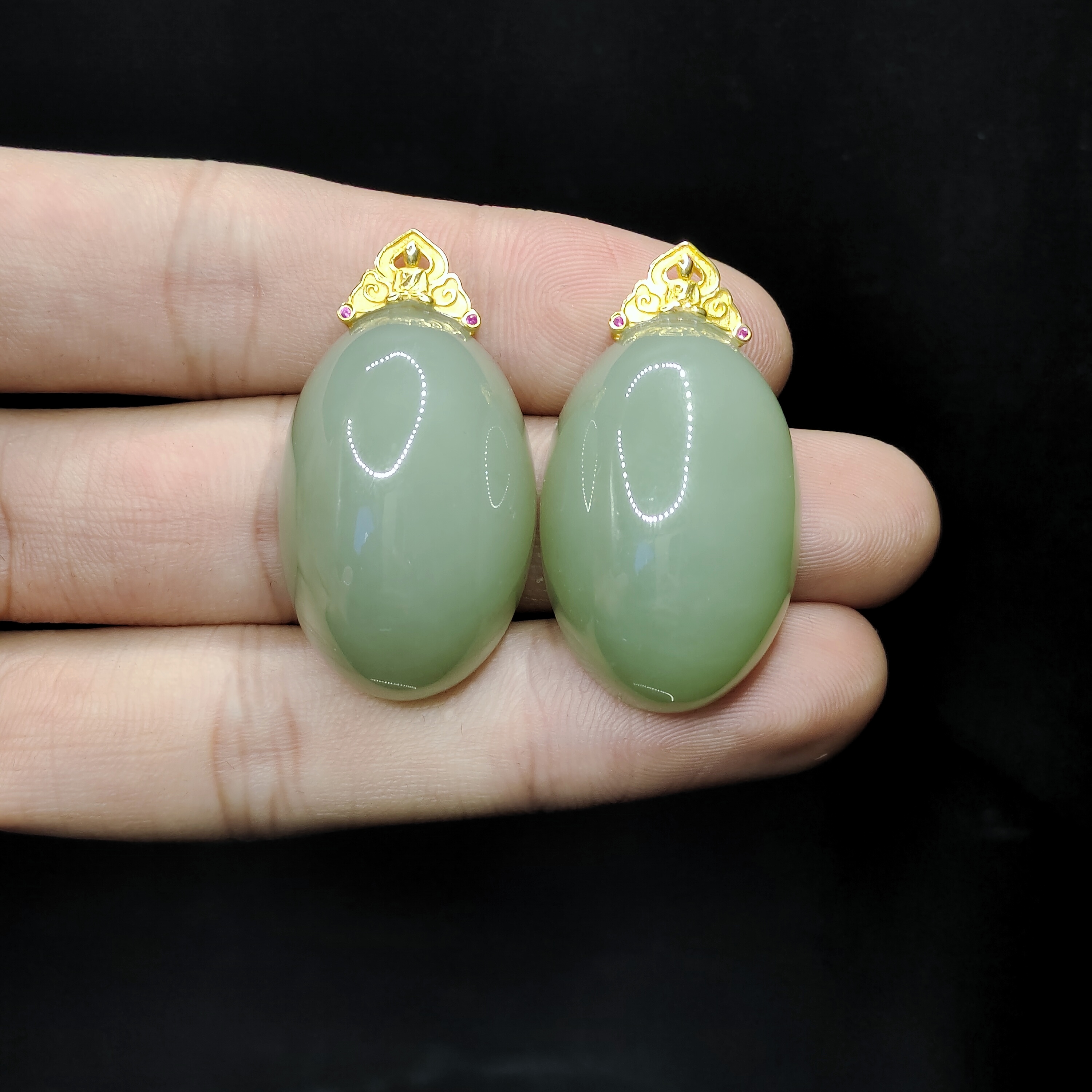 925银和田玉鸽子蛋面吊坠赠链XP1【多样性发其一】约29-19-12mm