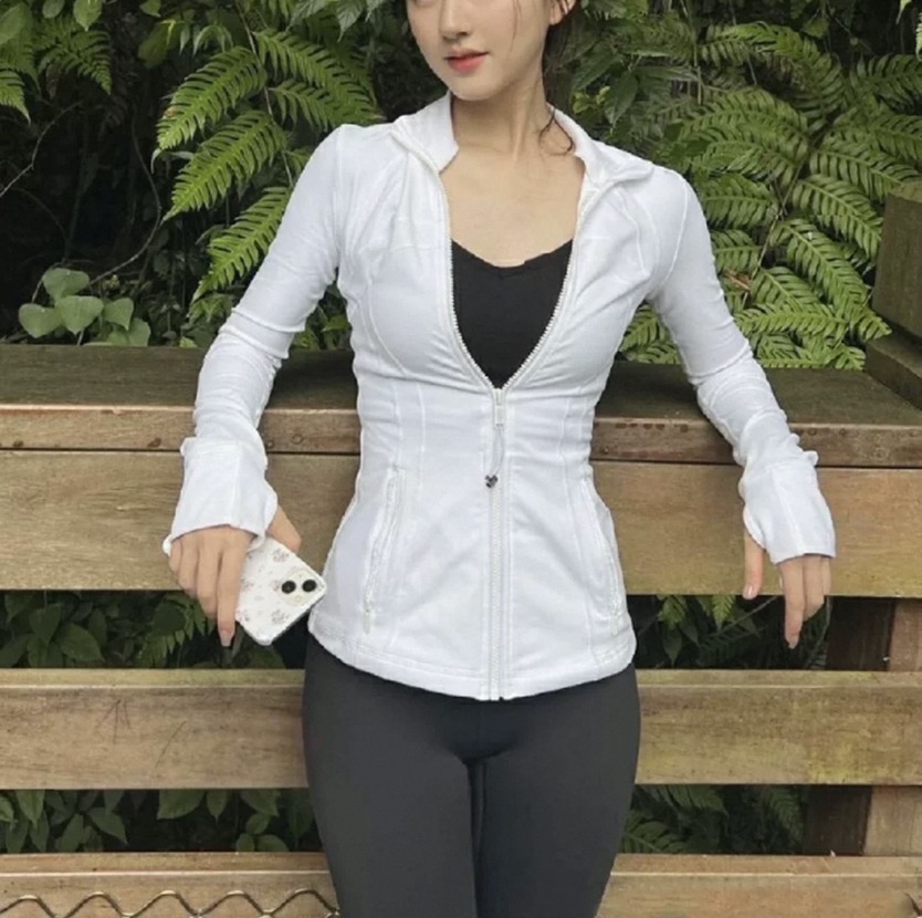 Defin. E瑜伽服女健身长袖上衣运动夹克磨毛立领健身服外套E039