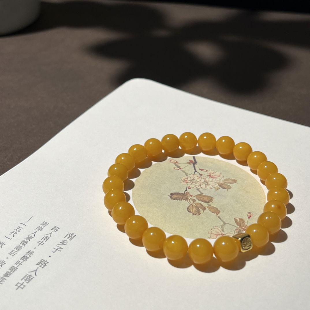 进宝 新中式天然蜜蜡手串 多样性发其一