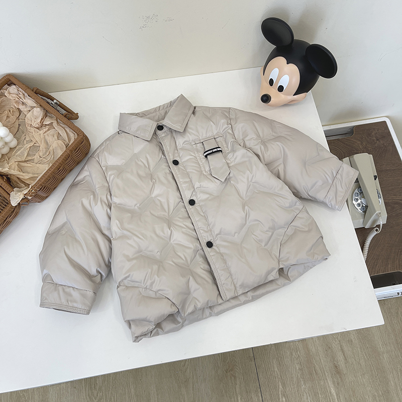 【小首尔】现货-qc5冬装儿童简约百搭款翻领短款保暖羽绒服AD0115