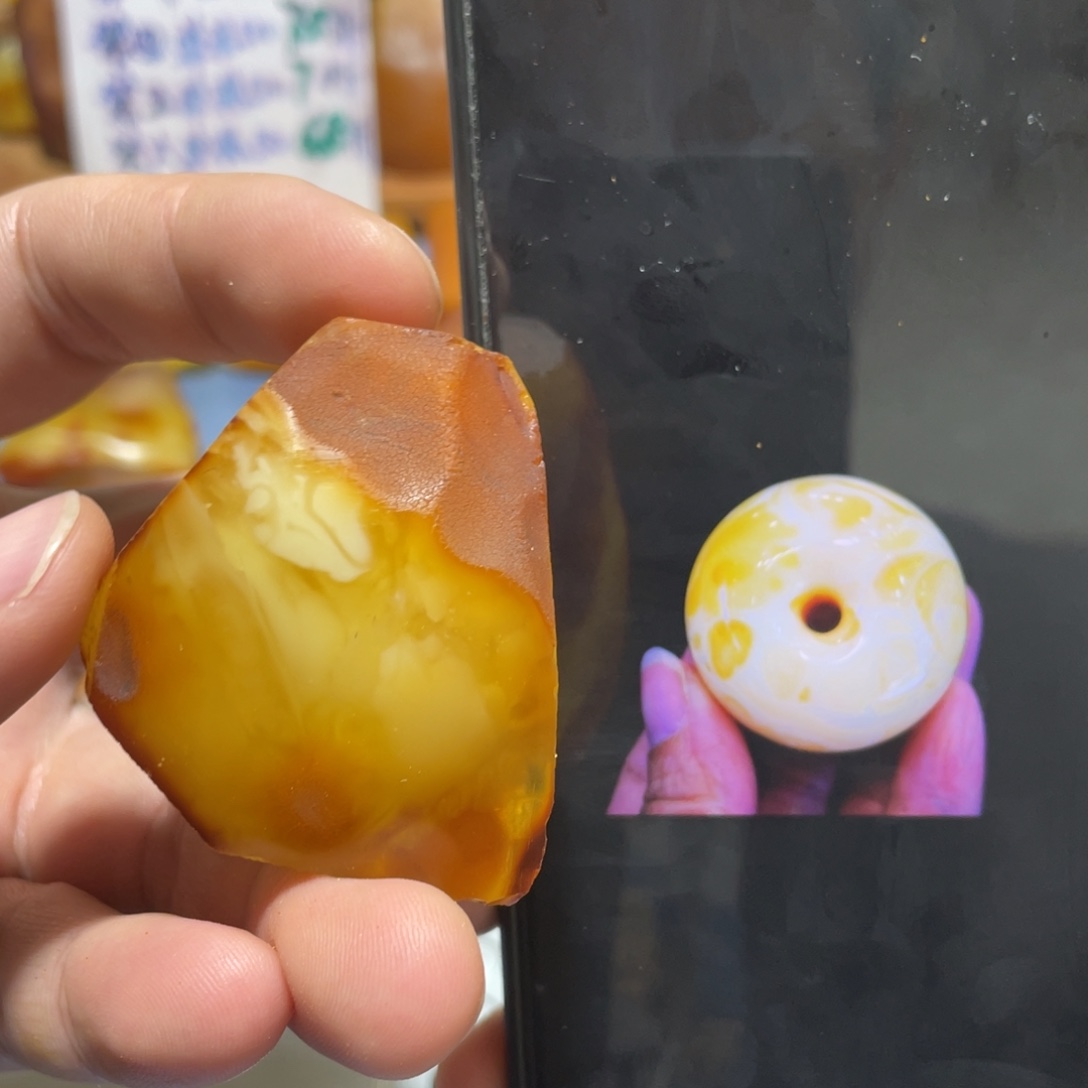 定制蜜蜡未镶嵌面包扣，扳指