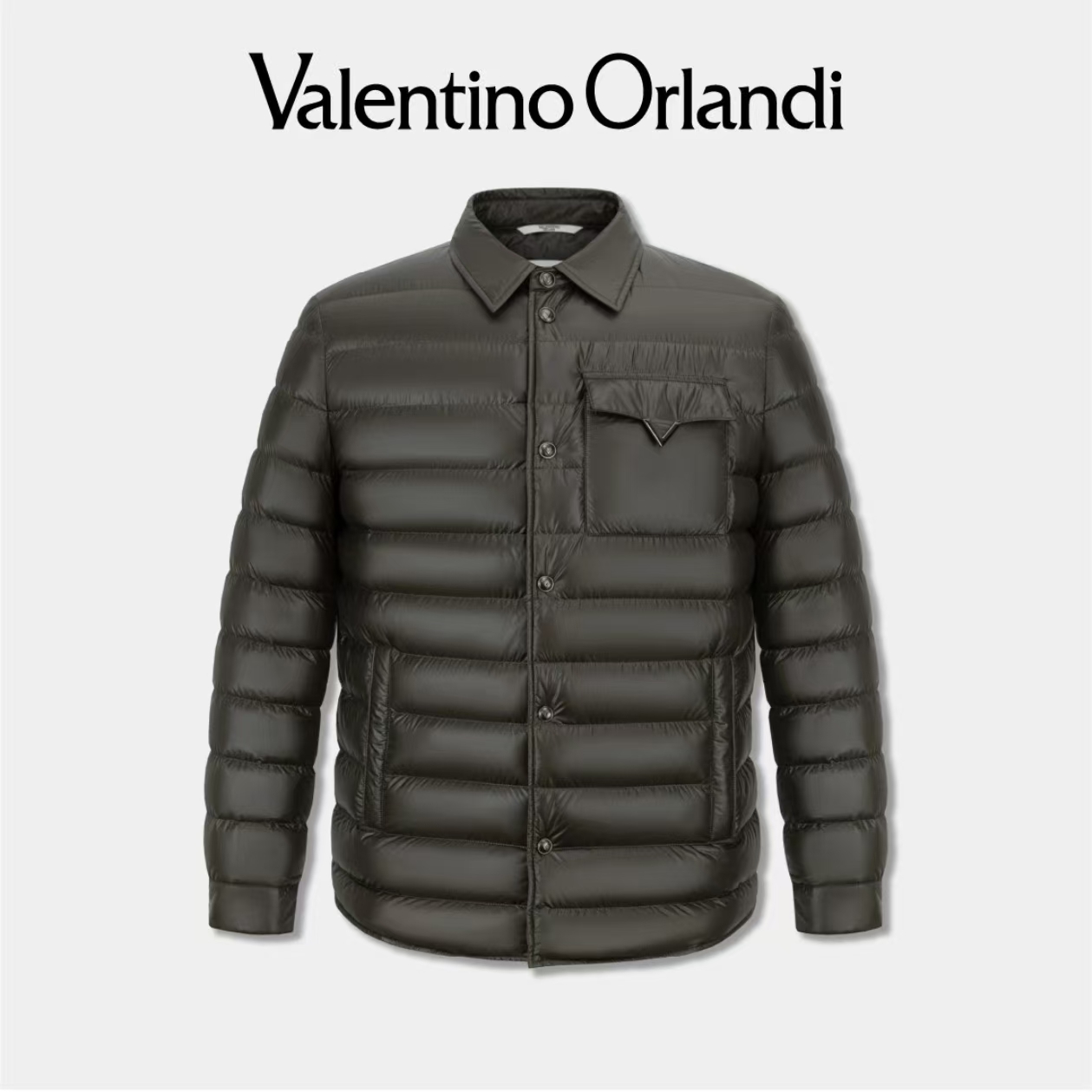 男士冬季B版时尚金属V标多口袋轻薄翻领羽绒服男款1VR175444