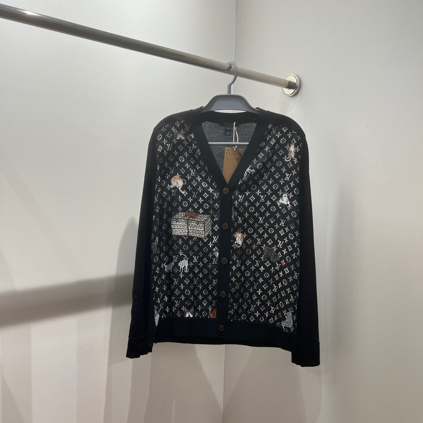 99新 LouisVuitton/路易威登 vem705/满印猫咪针织开衫 s码 羊毛