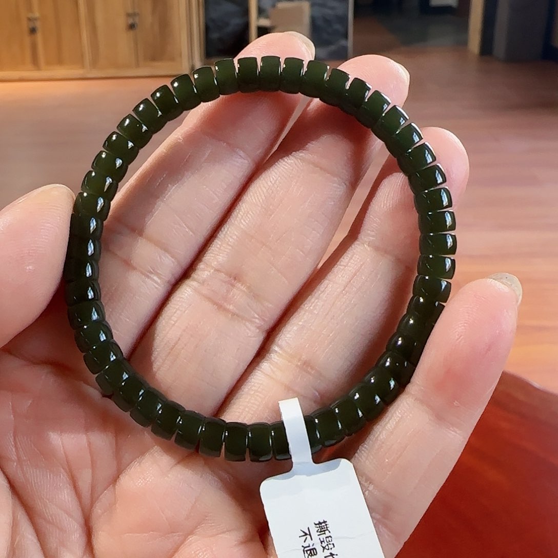 未镶嵌和田玉手链新疆和田玉沙枣青药片5/6