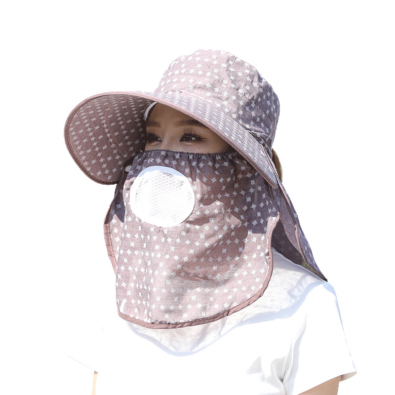 户外夏季女采茶可拆卸太阳帽面罩防晒遮脸大檐帽子骑车渔夫遮阳帽