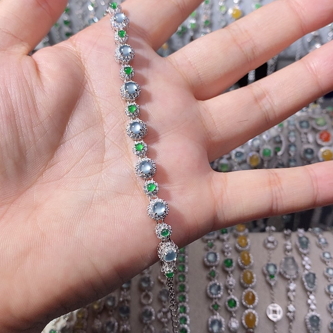 翡翠银S925镶嵌手链