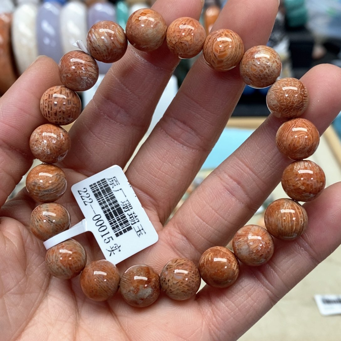 硅化珊瑚（珊瑚玉）手链未镶嵌127