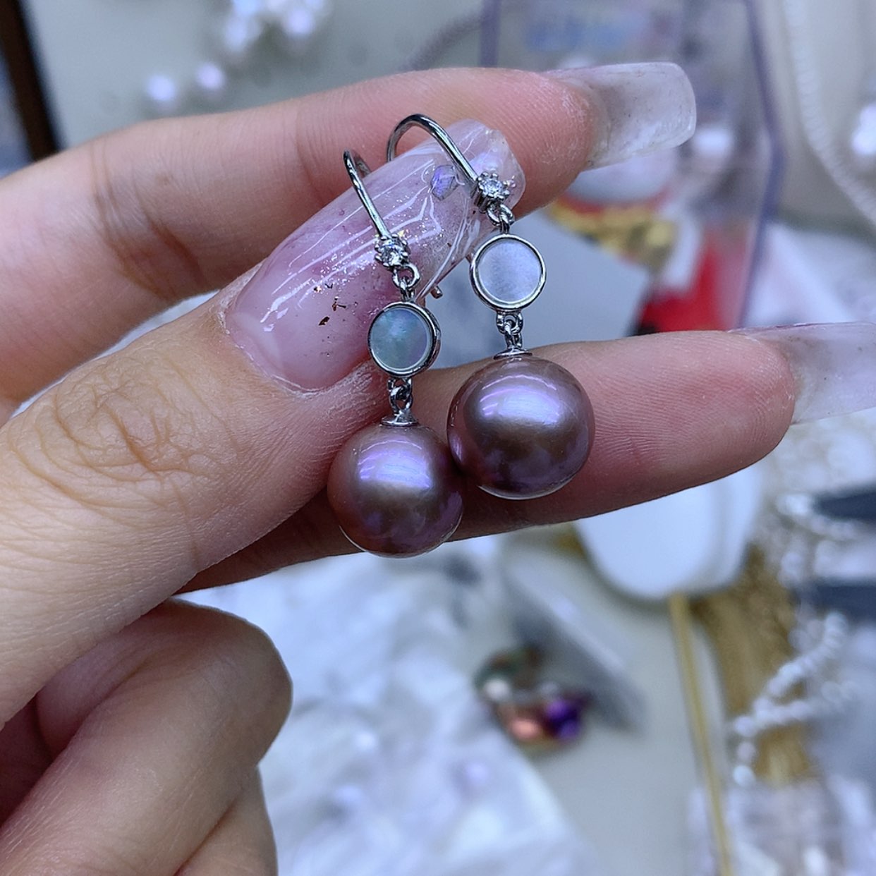 【闪购商品】淡水珍珠耳饰银S925镶嵌