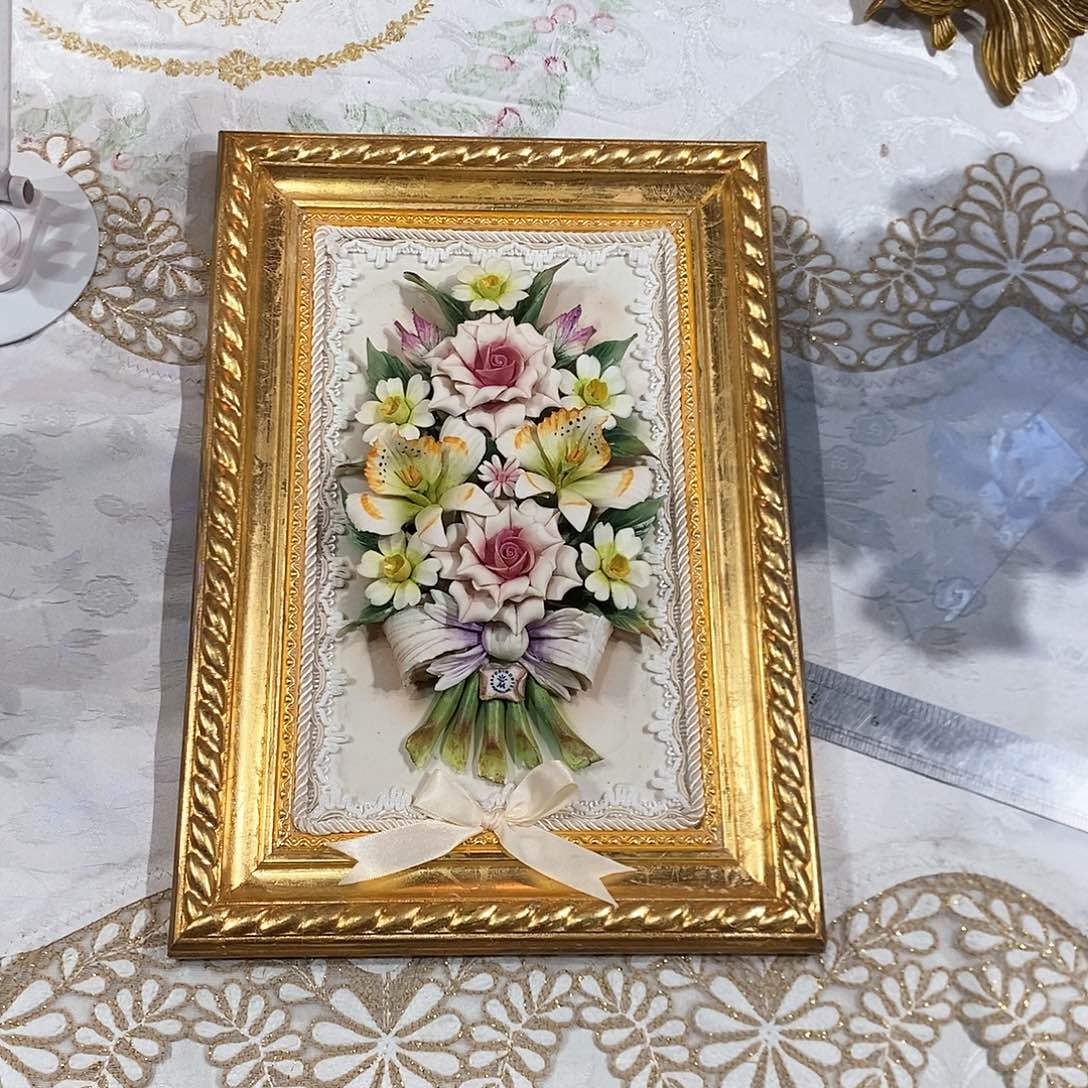 摆件意大利陶瓷花挂画赏盘