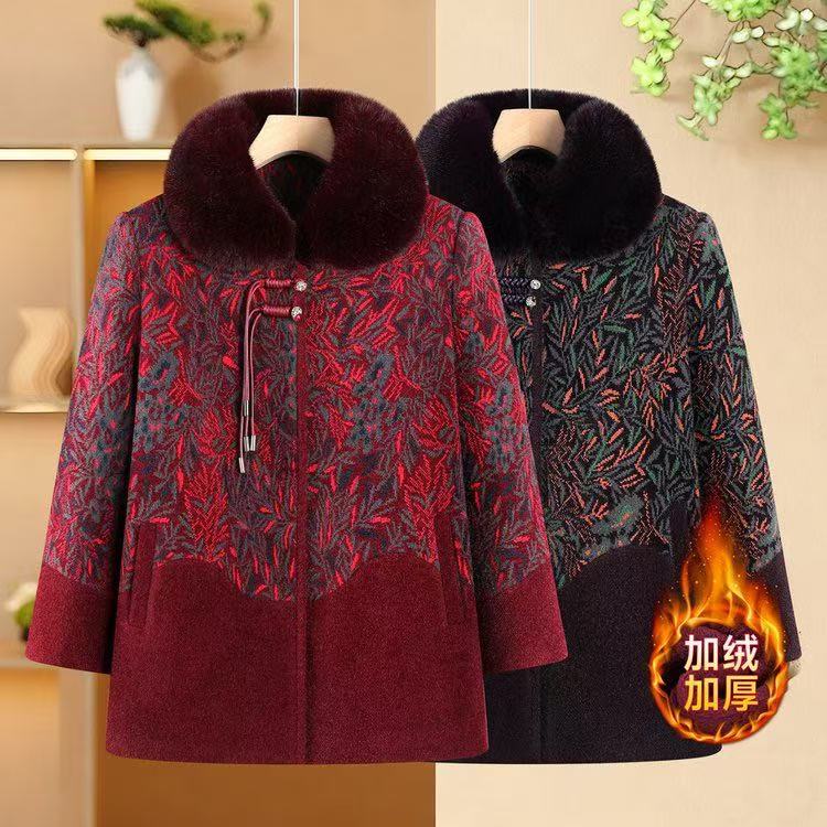 玉-中老年冬装加厚棉衣奶奶洋气大毛领贵气保暖外套819