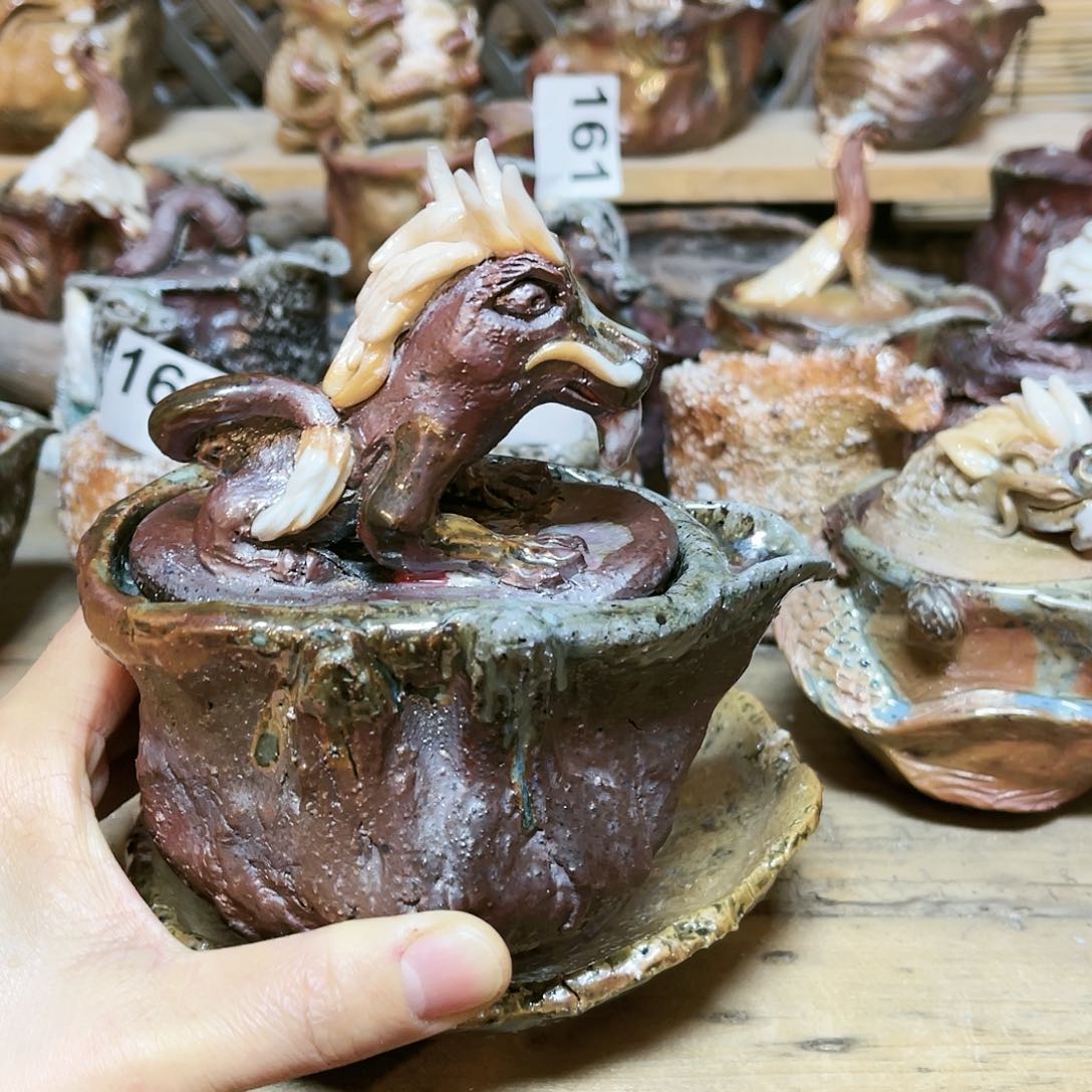 杯柴烧粗陶手捏宝瓶微瑕