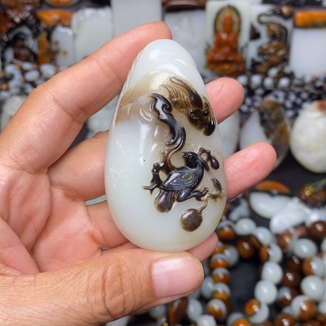 观***子吊坠(不含链)未镶嵌和田玉