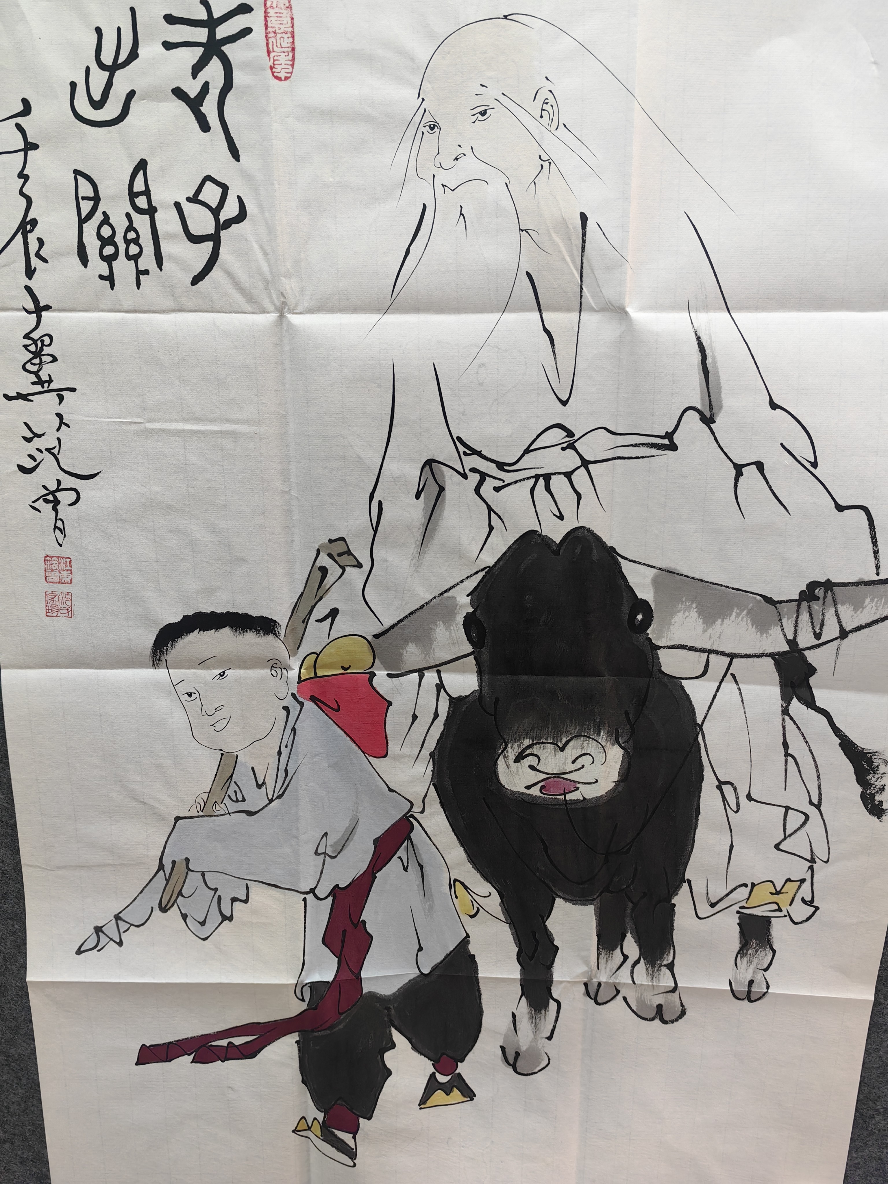 精品老子出关国画装饰画客厅玄关通用