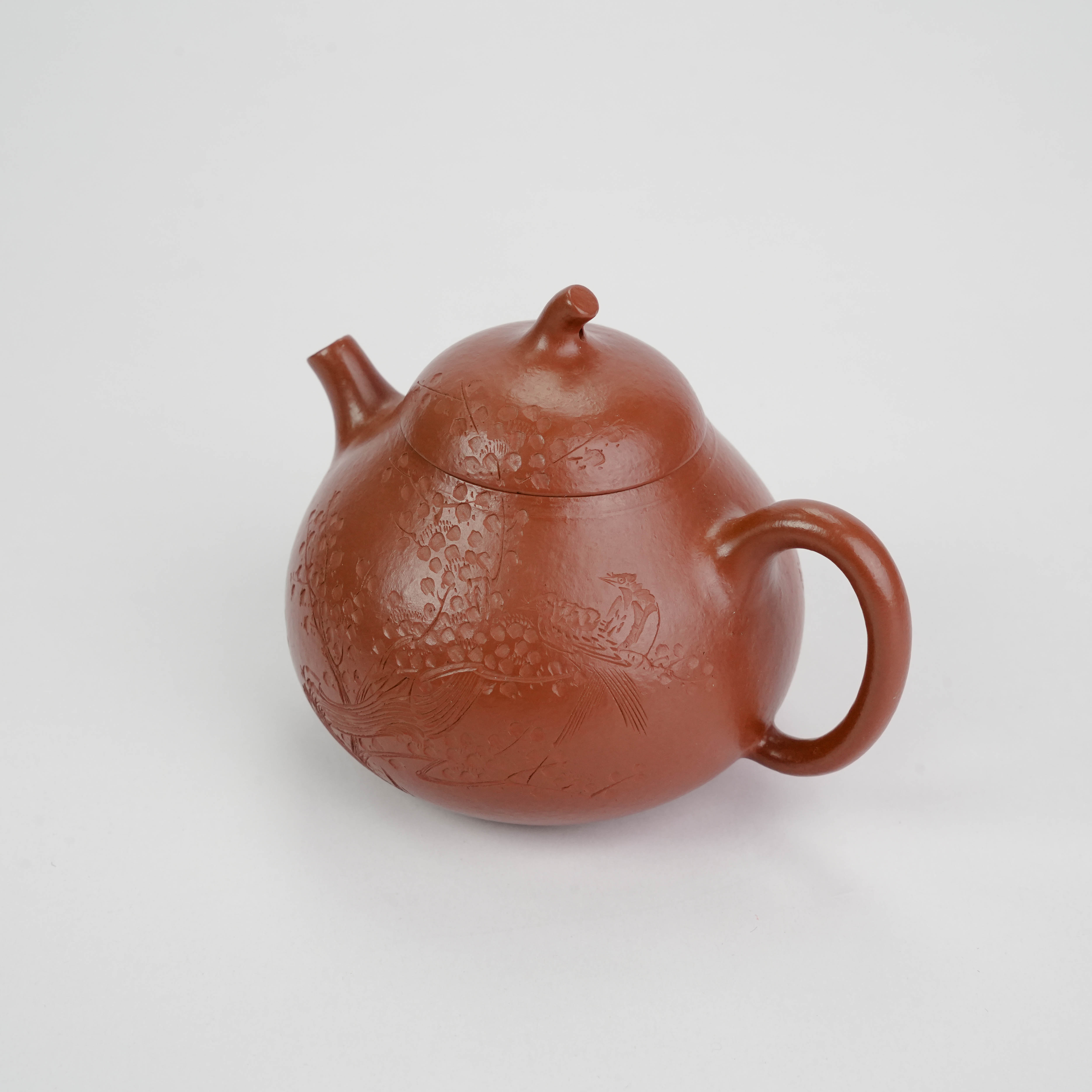 YT-4014宜兴原矿手工紫砂壶赵庄朱泥茄瓜130cc