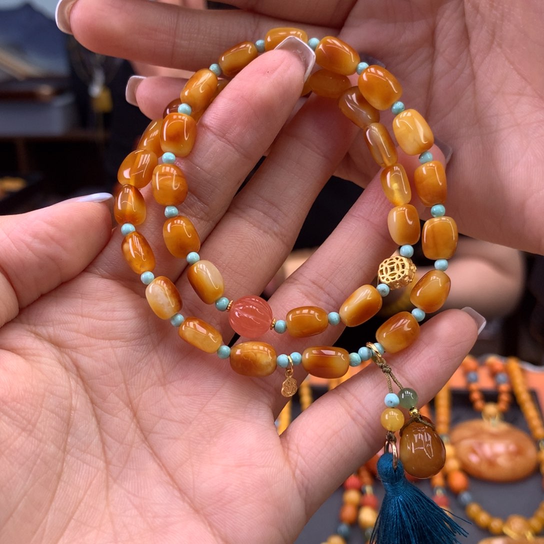 未镶嵌蜜蜡手串多样性发