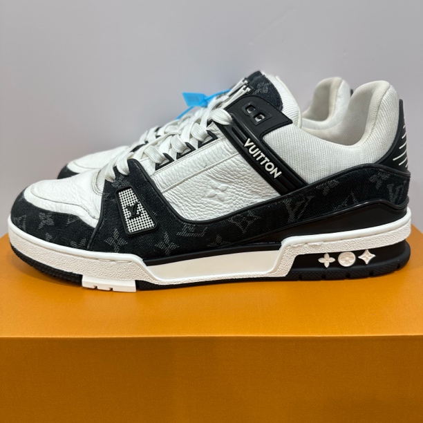 95新 LouisVuitton/路易威登 44码 trainer 黑白牛仔 低帮板鞋