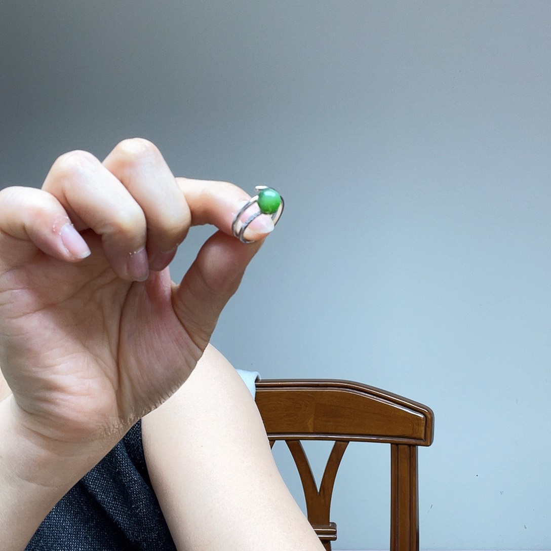 和田玉戒指银S925镶嵌