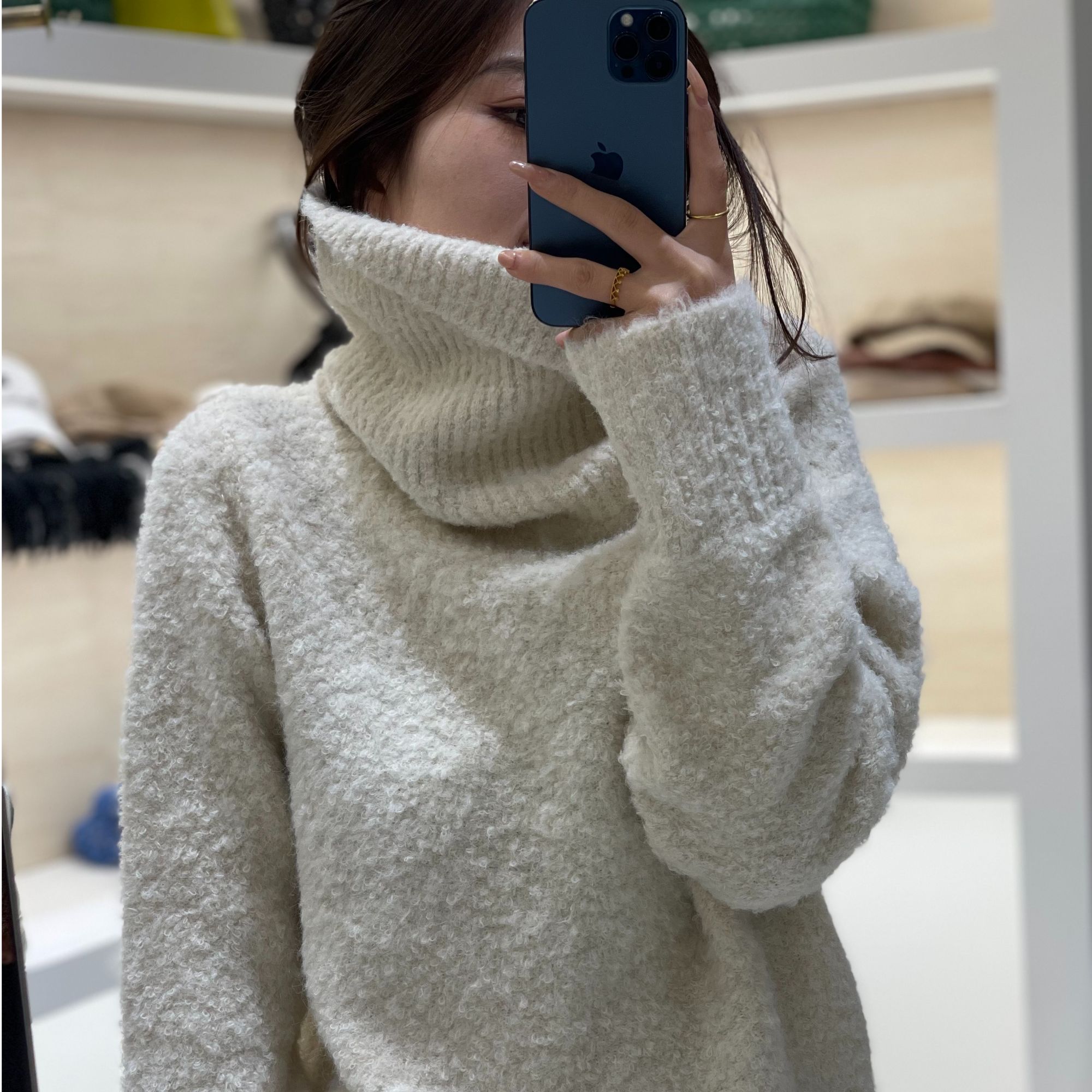 高领纯色厚款加厚款宽松型衫毛衣百搭高领C042