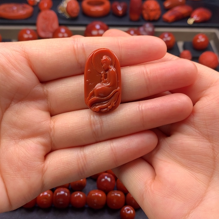 南红玛瑙未镶嵌悟道吊坠17.5×30