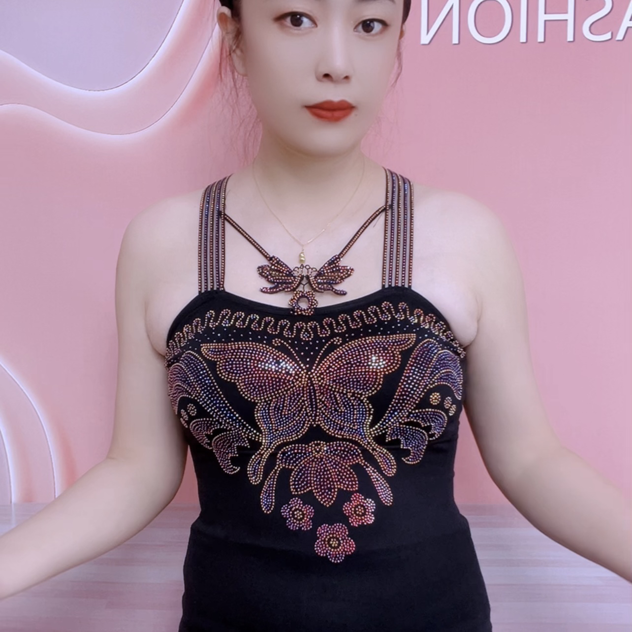 893款女背心打底时尚洋气百搭亮钻美背