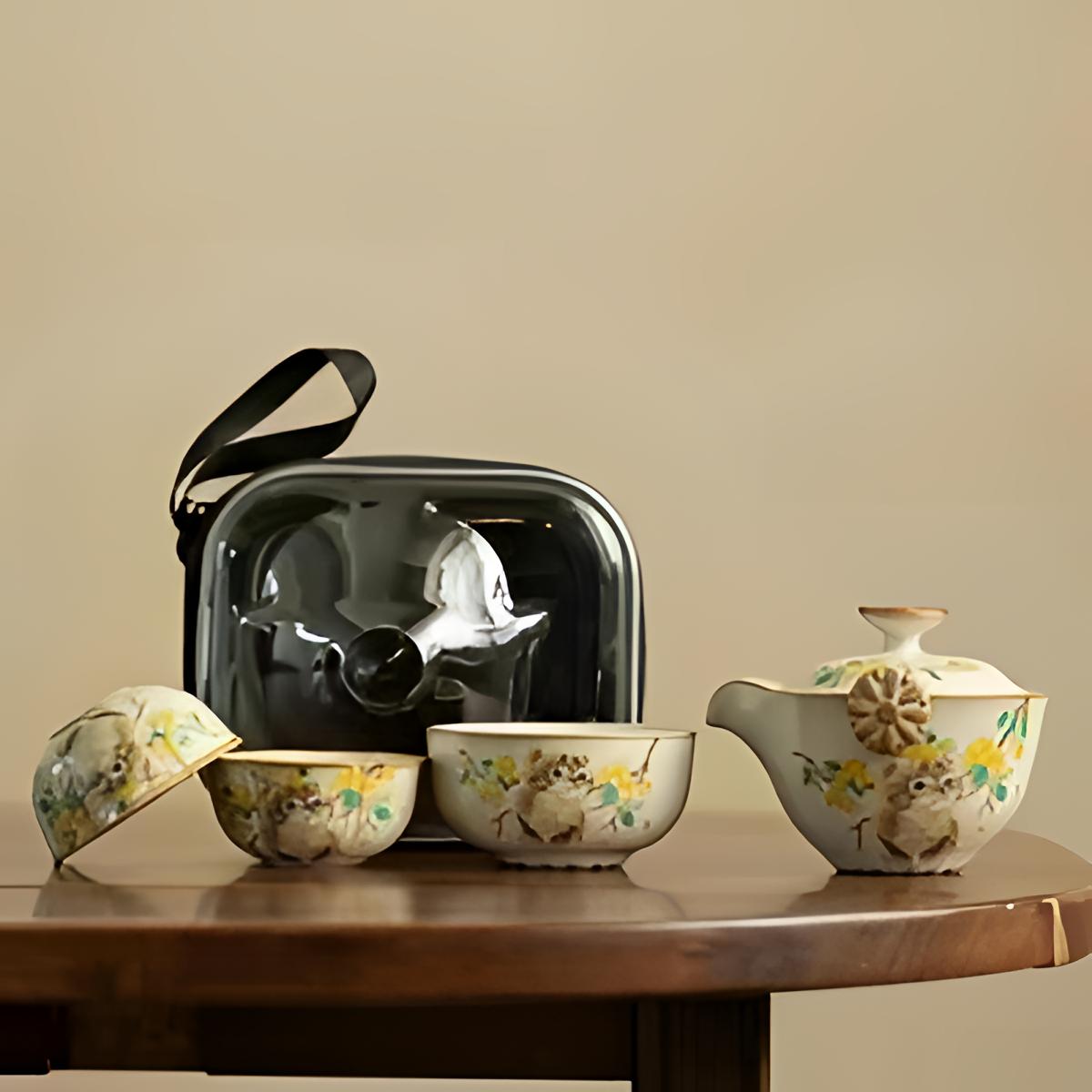 KK0256-御黄汝窑黄花猫旅行套