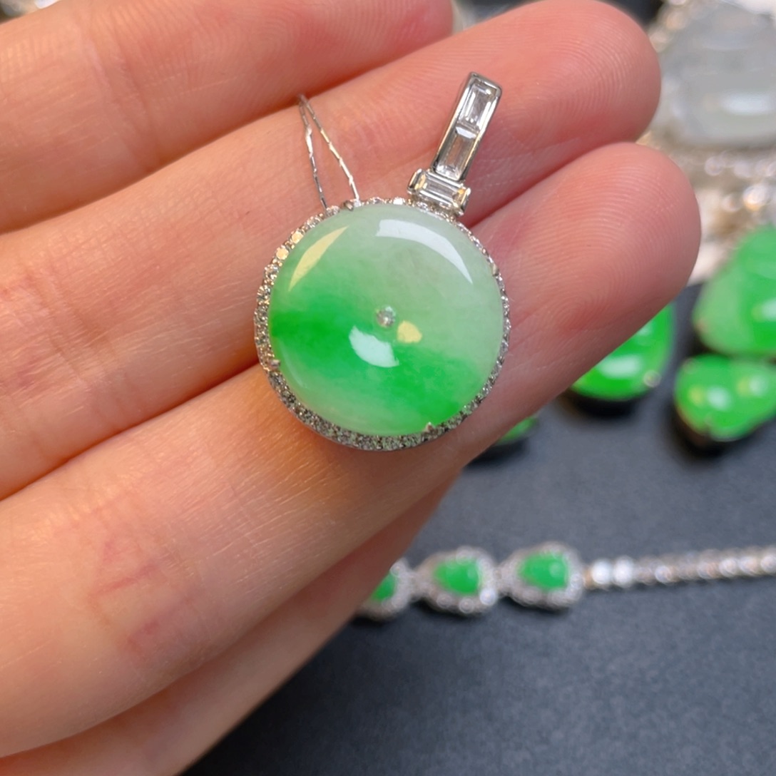 翡翠银S925镶嵌吊坠(不含链)